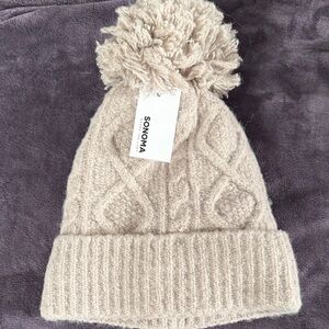 Sonoma Kids Beige Knit Pom-Pom Hat